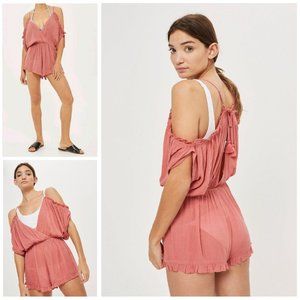 Topshop Open Back Boho Romper, S NWT